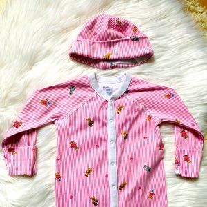Ralph Lauren set. Hat + footie pajamas. 9 months